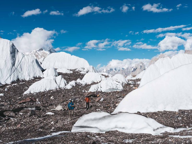 sneeuw op K2 basecamp trek K2 base camp trek nederlandstalig